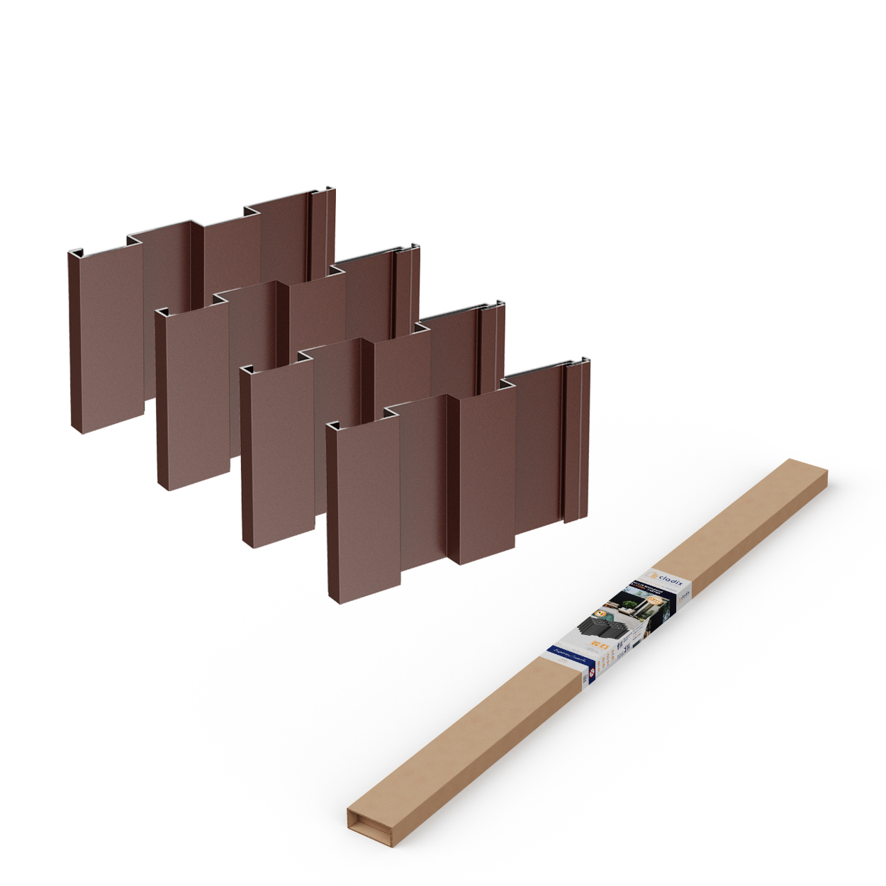 Cladix Aluminium Gevelbekleding Walnootbruin – Vulpakket 2-lijns – 305 cm