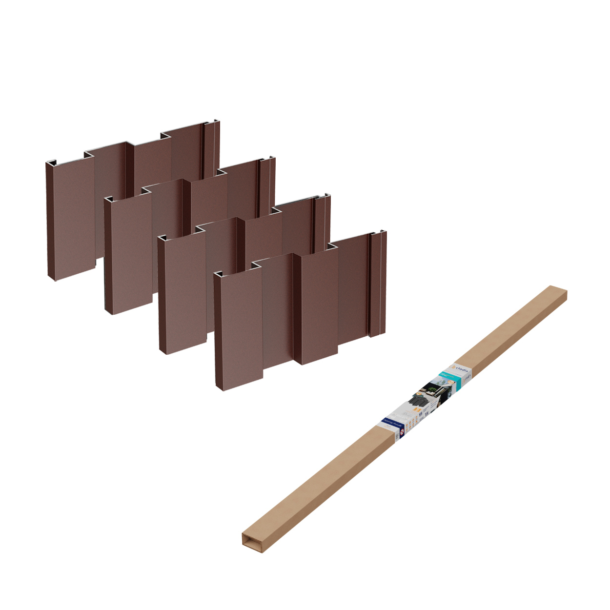 Cladix Aluminium Gevelbekleding Walnootbruin – Vulpakket 2-lijns – 255 cm