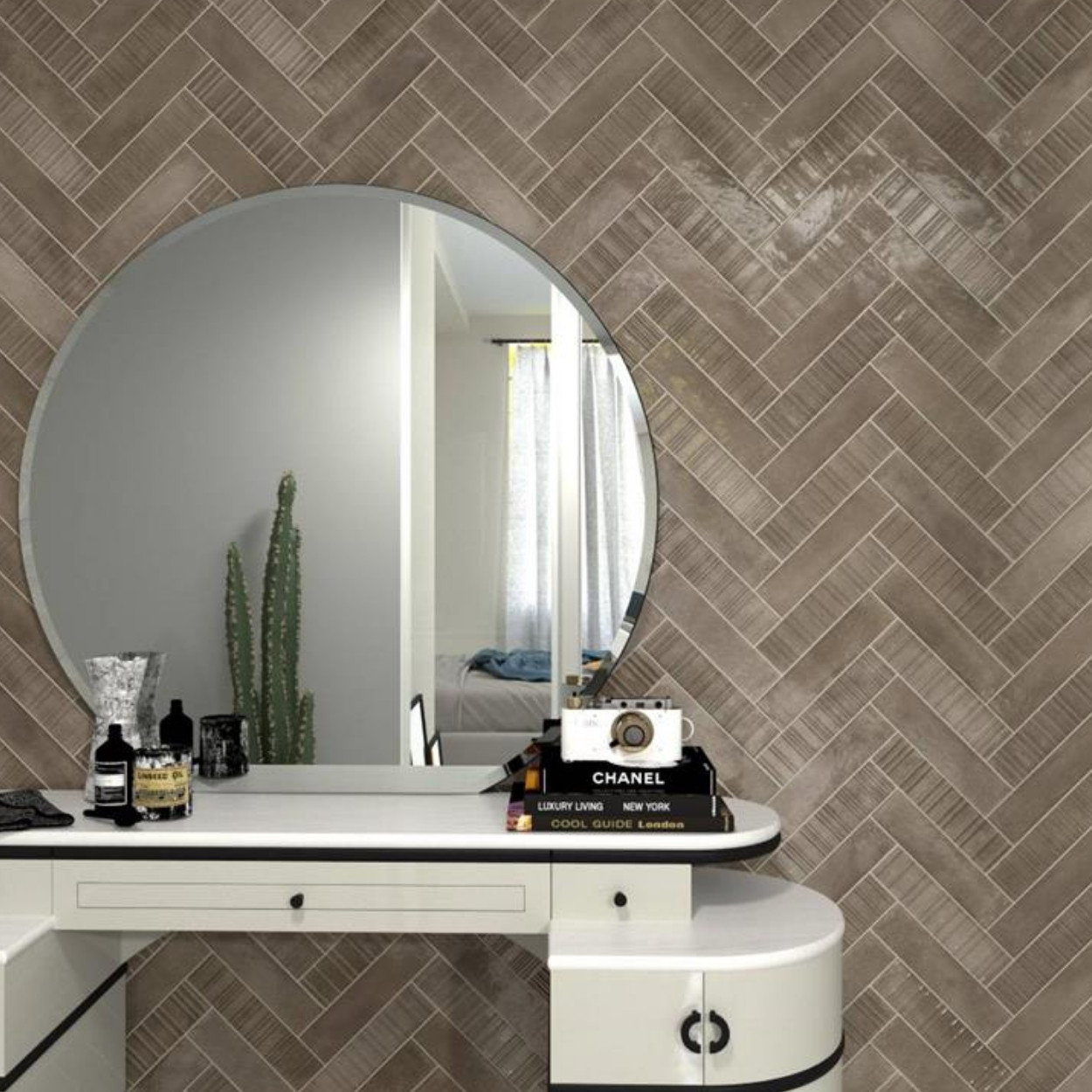 Durstone Concept Taupe Glossy Wandtegel 6x25cm