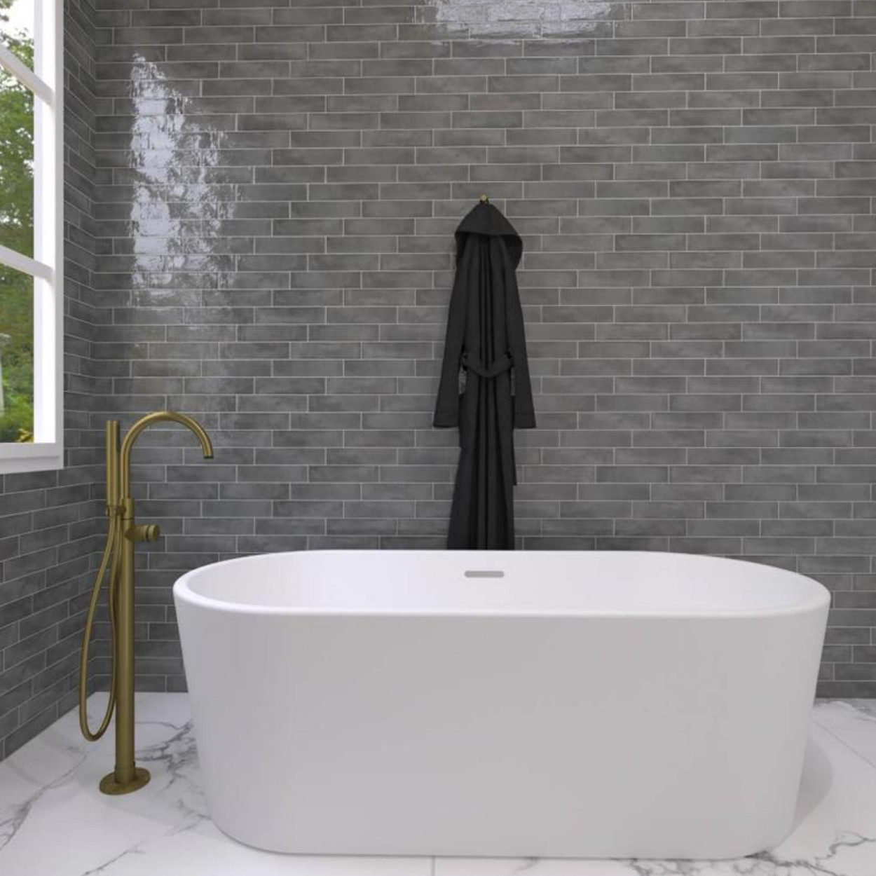 Durstone Imagine Grey Glossy Wandtegel 6x25cm