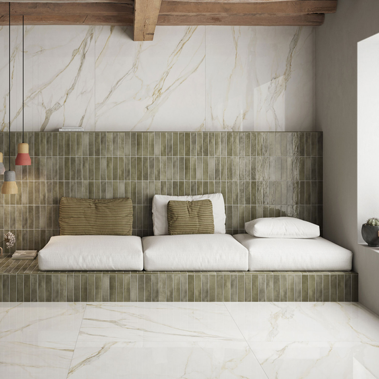 Durstone Imagine Olive Glossy Wandtegel 6x25cm