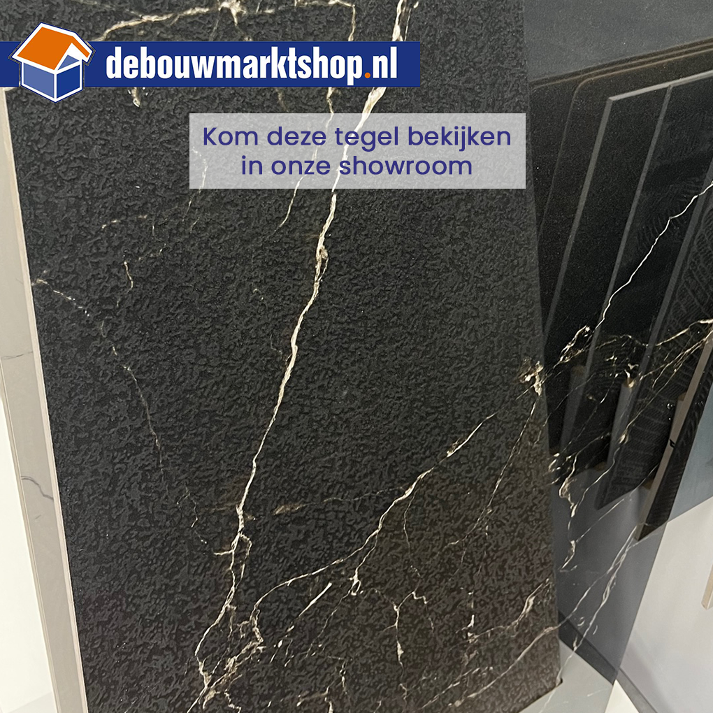 Ecoceramic Marmerlook Saigon Black Glossy Vloertegel 120x120cm