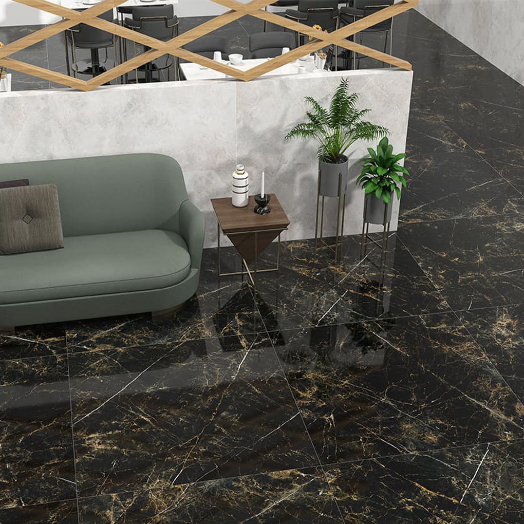 Ecoceramic Marmerlook Verdi Negro Glossy Vloertegel 120x120cm