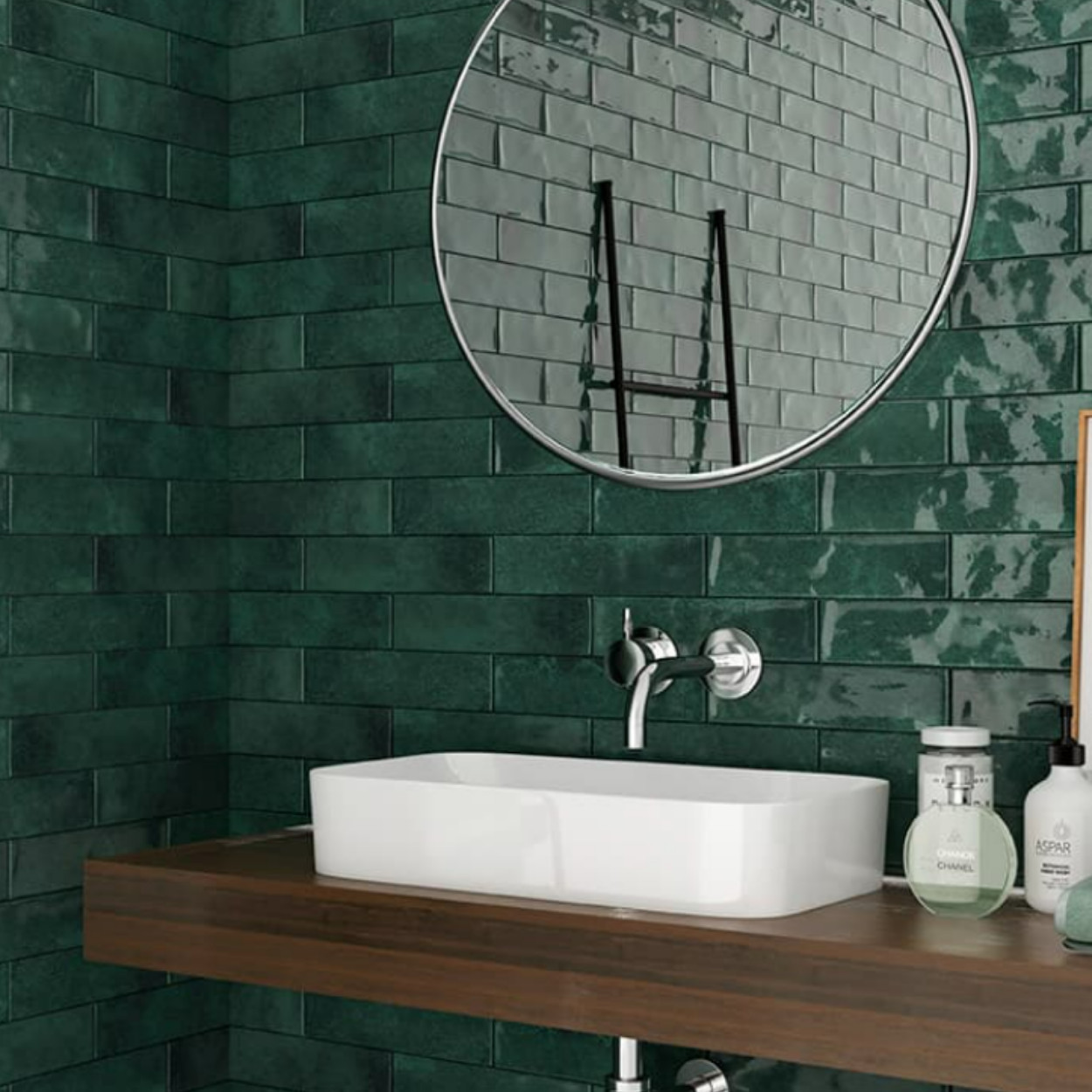 Ecoceramic Harlequin Wandtegel 7x28cm Green