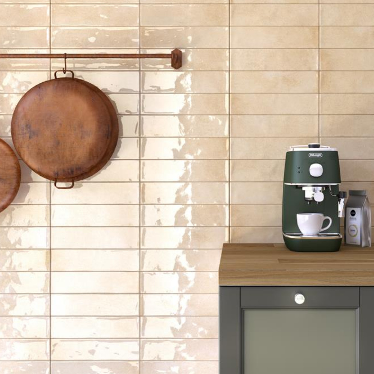 Ecoceramic Harlequin Wandtegel 7x28cm Cream