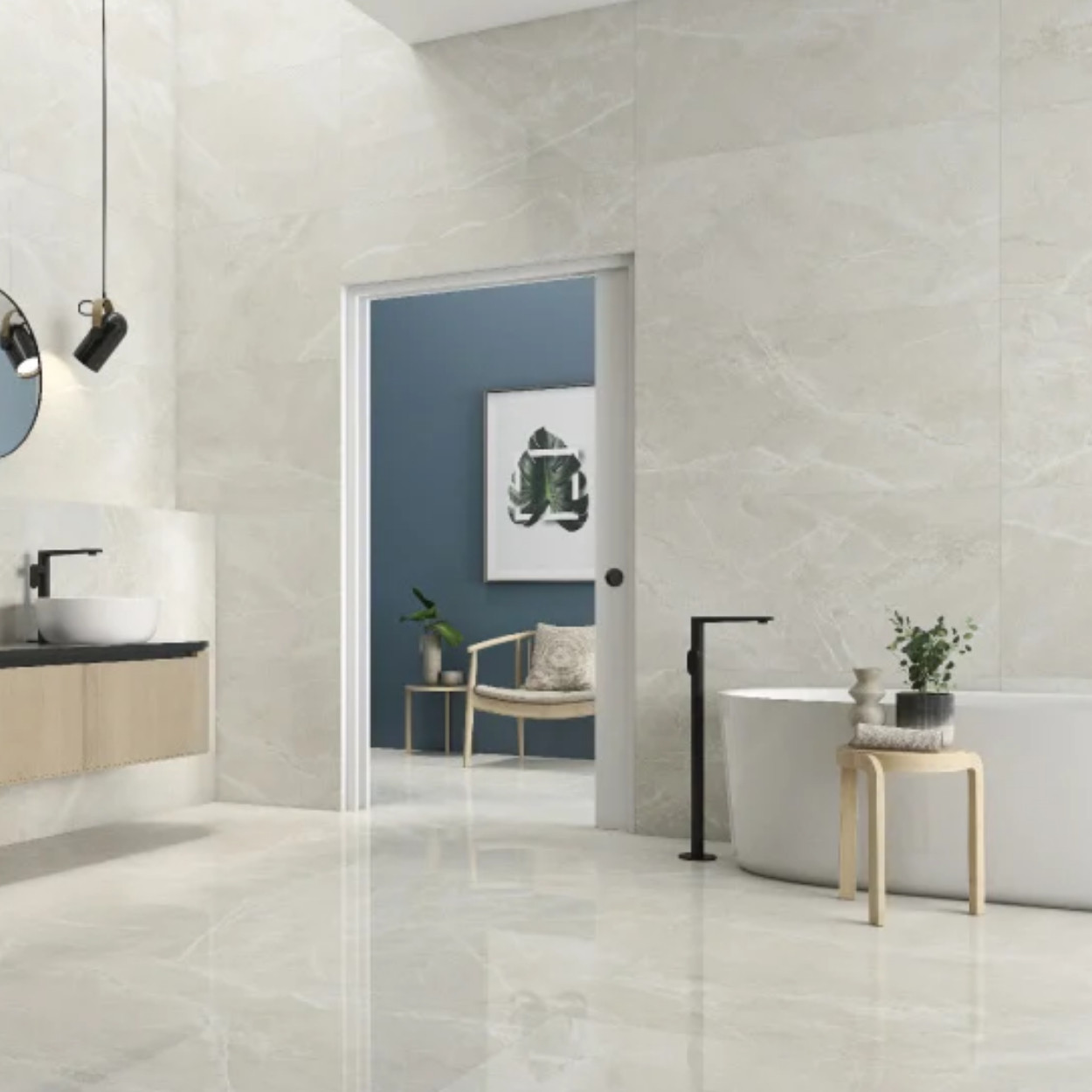 Fior di Bosco Sand tegel 60x60 – Gepolijste marmerlook