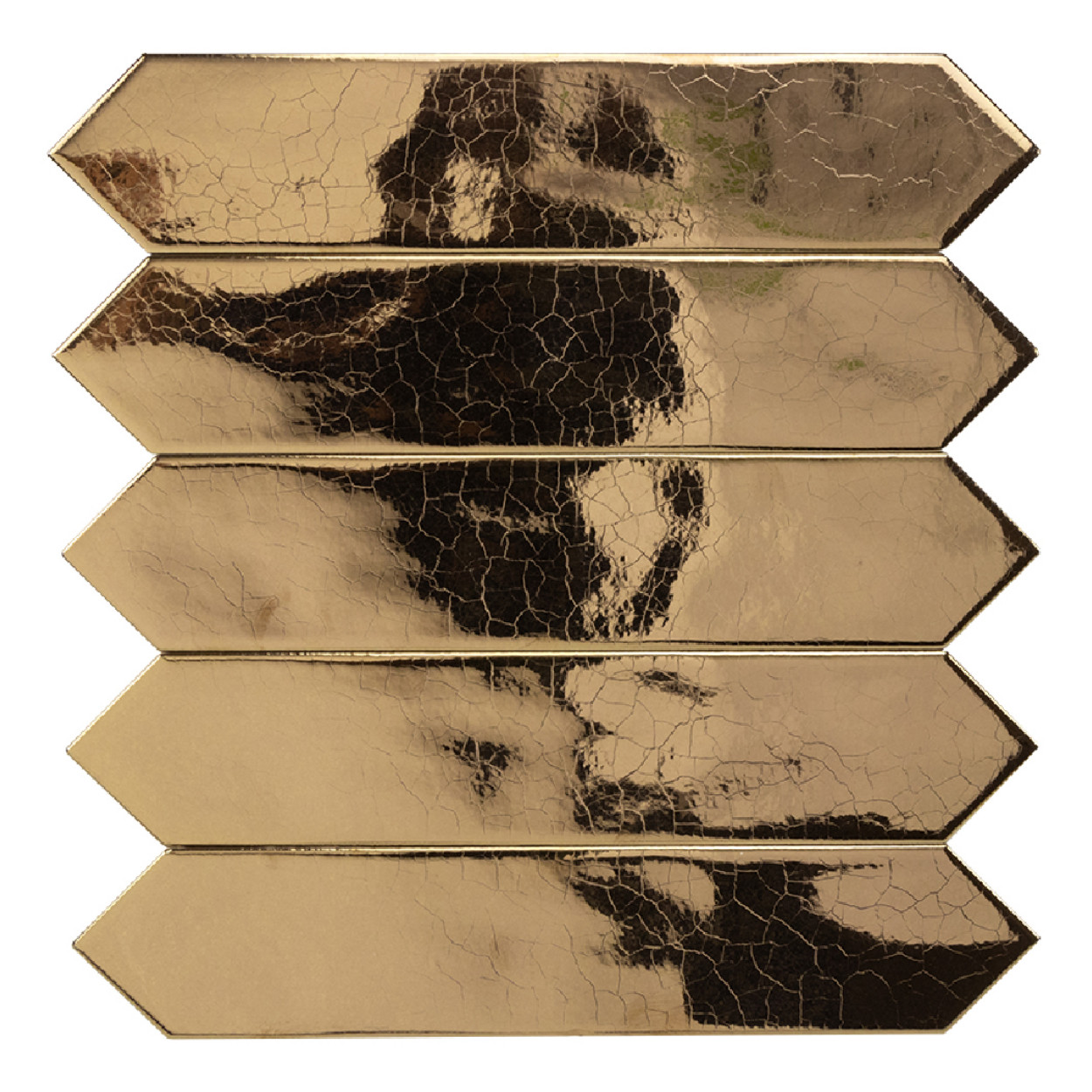 Outlet Artikel: Rustic Wandtegel Spike 5x25cm Spike Glossy Gold - 4.5 pak / 2.4m2