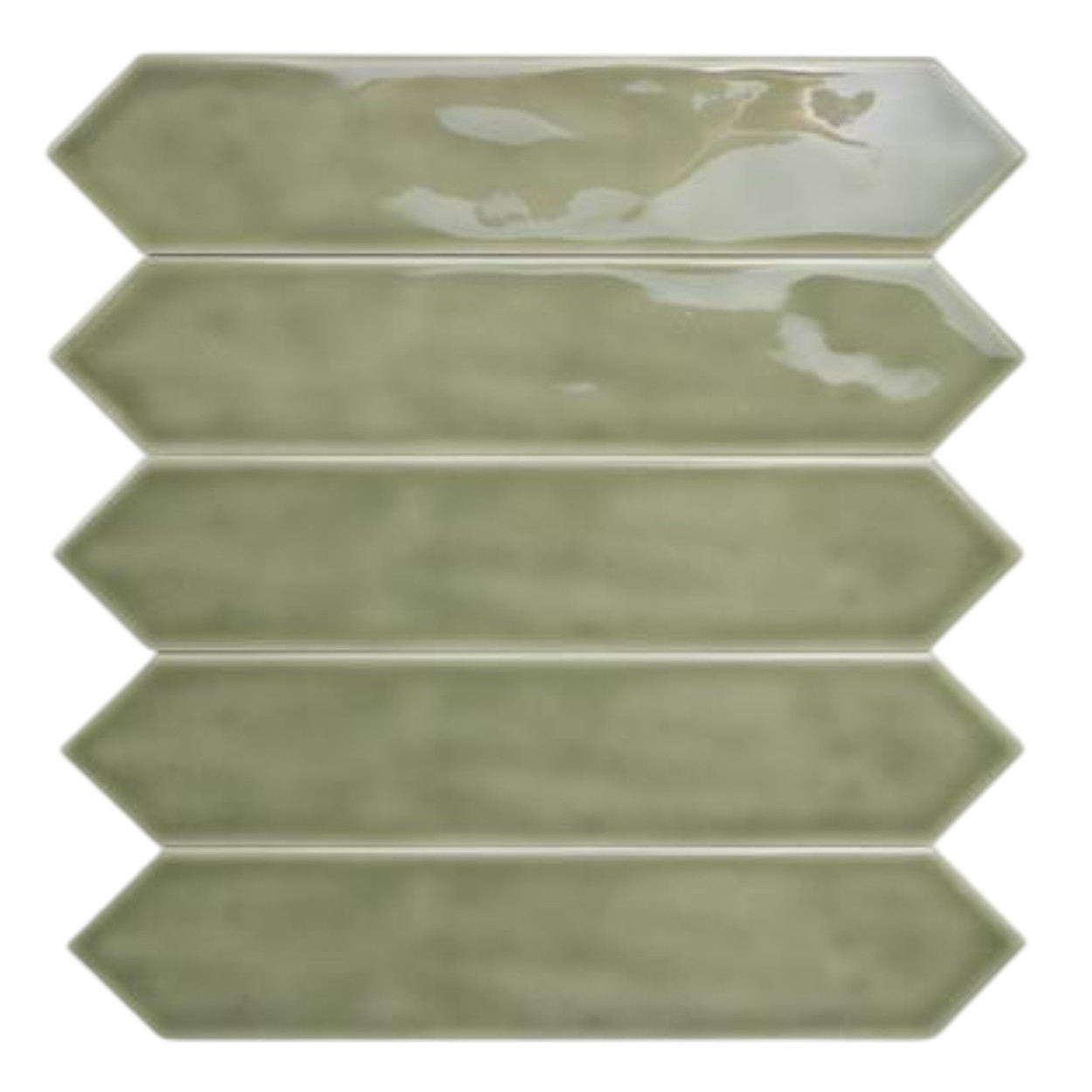 Rustic Wandtegel Spike 5x25cm Spike Glossy Olive Green