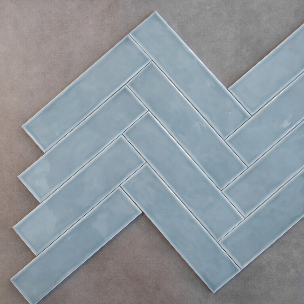 Rustic Wandtegel Stripe 7.5x30cm Stripe Glossy Turqouise
