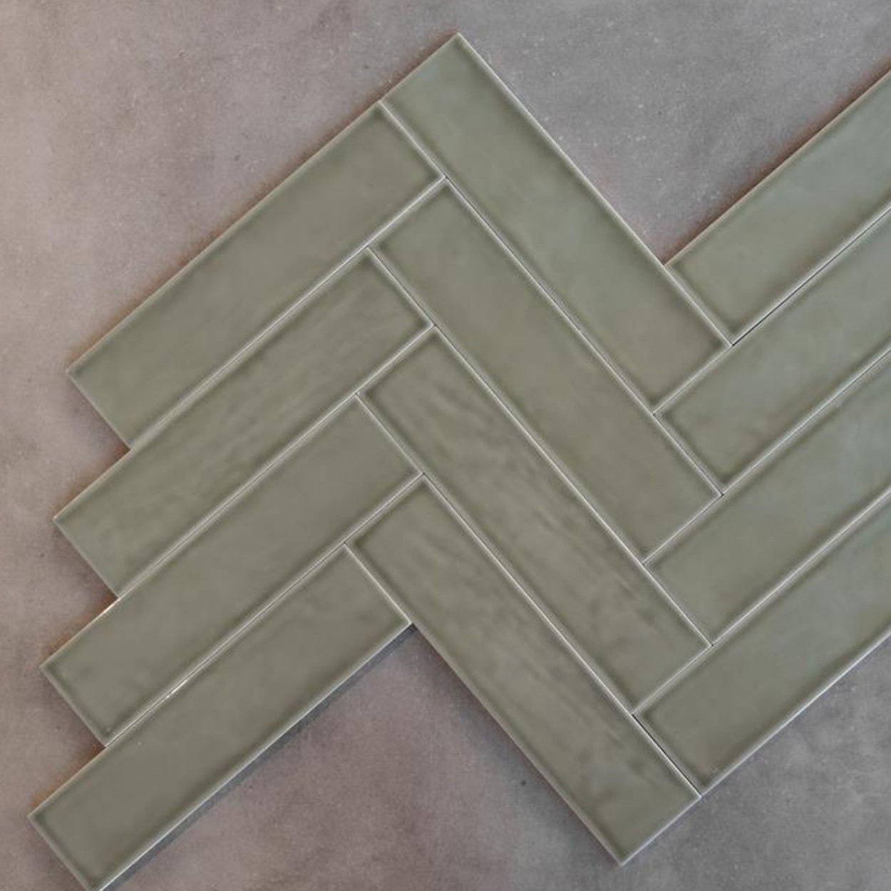 Rustic Wandtegel Stripe 7.5x30cm Stripe Glossy Olive Green