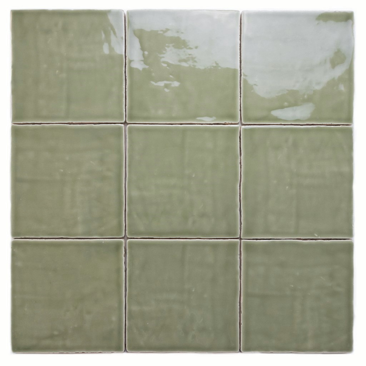 Rustic Handmade Wandtegel 13x13cm Vierkant Glossy Olive Green