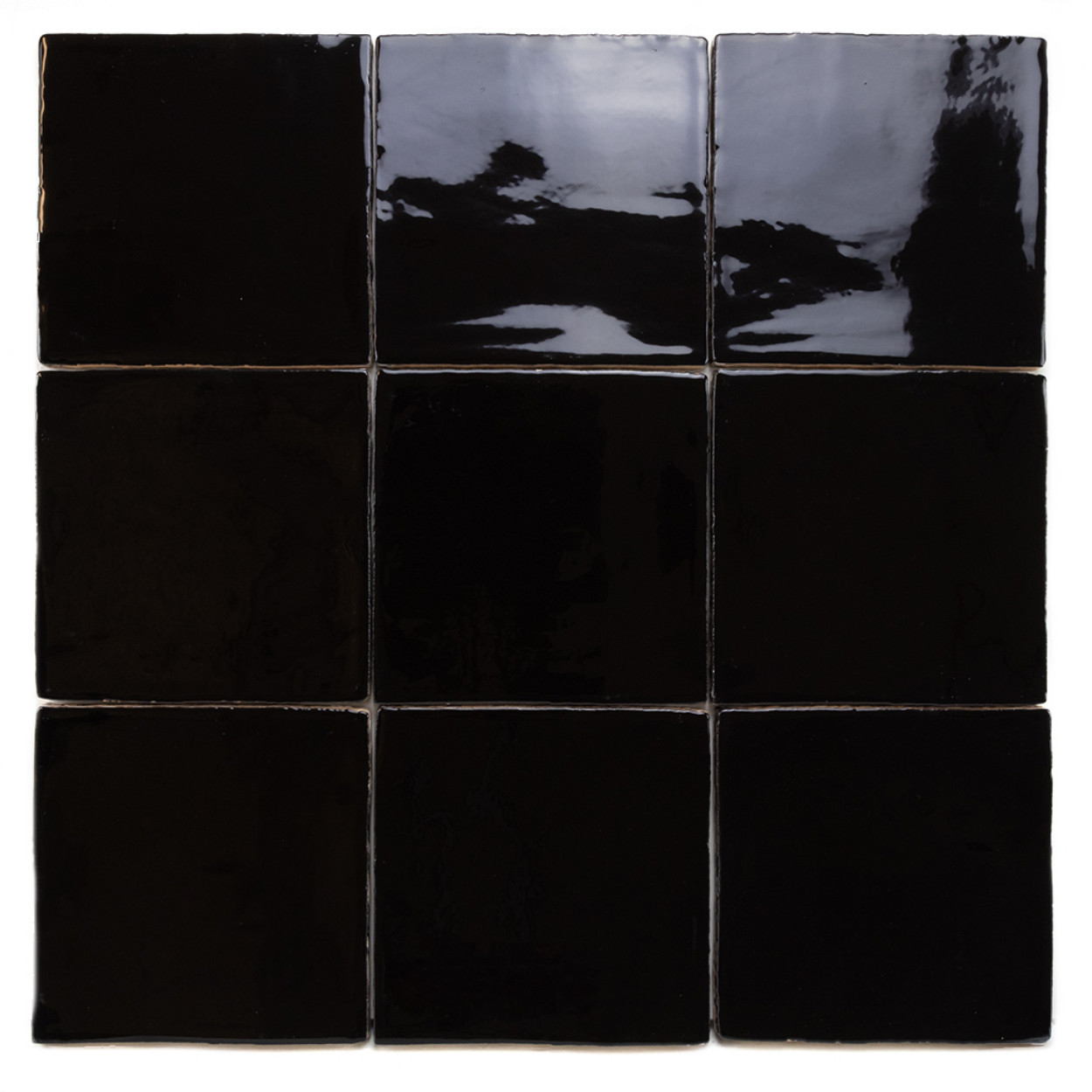 Rustic Handmade Wandtegel 13x13cm Vierkant Glossy Black