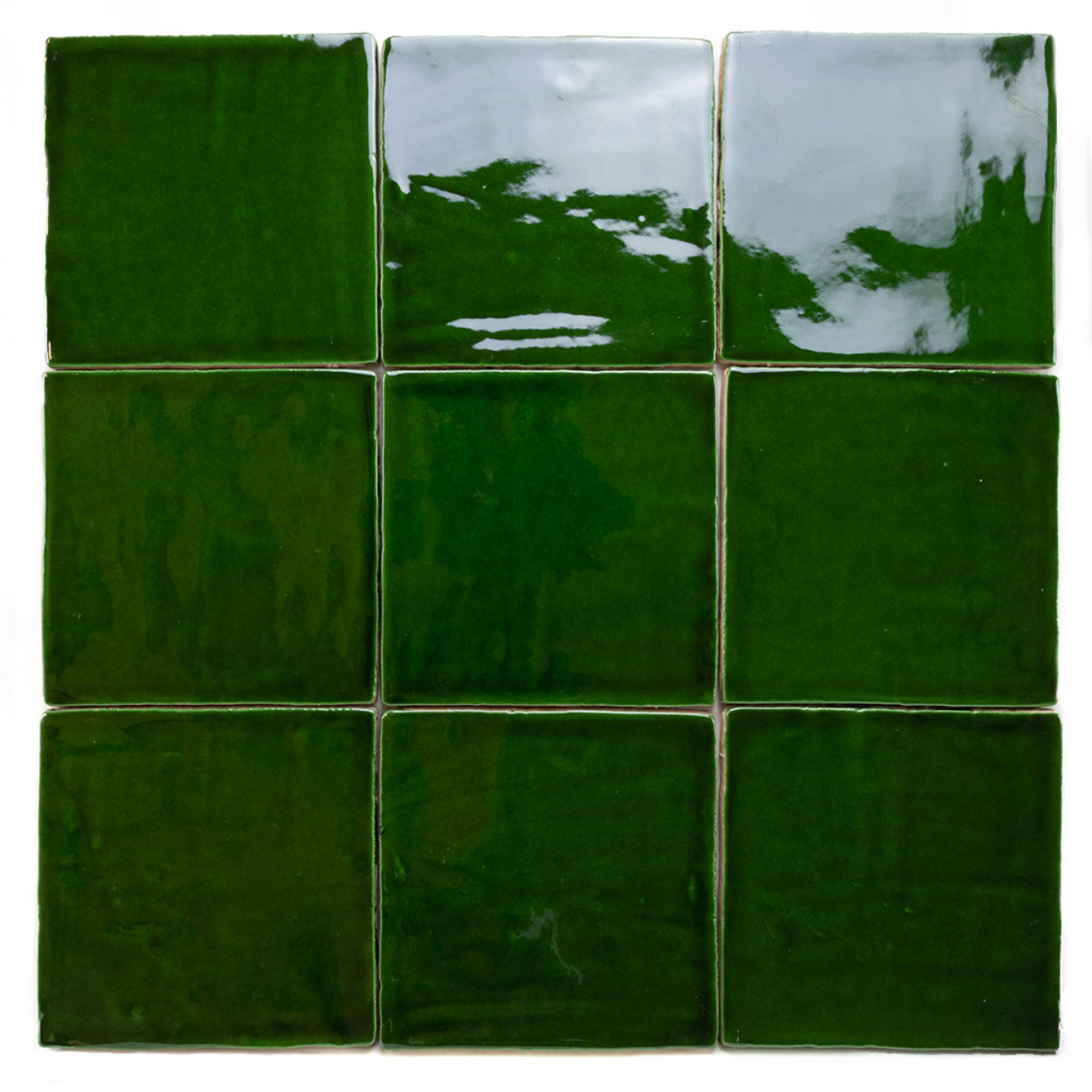 Rustic Handmade Wandtegel 13x13cm Vierkant Glossy Copper Green