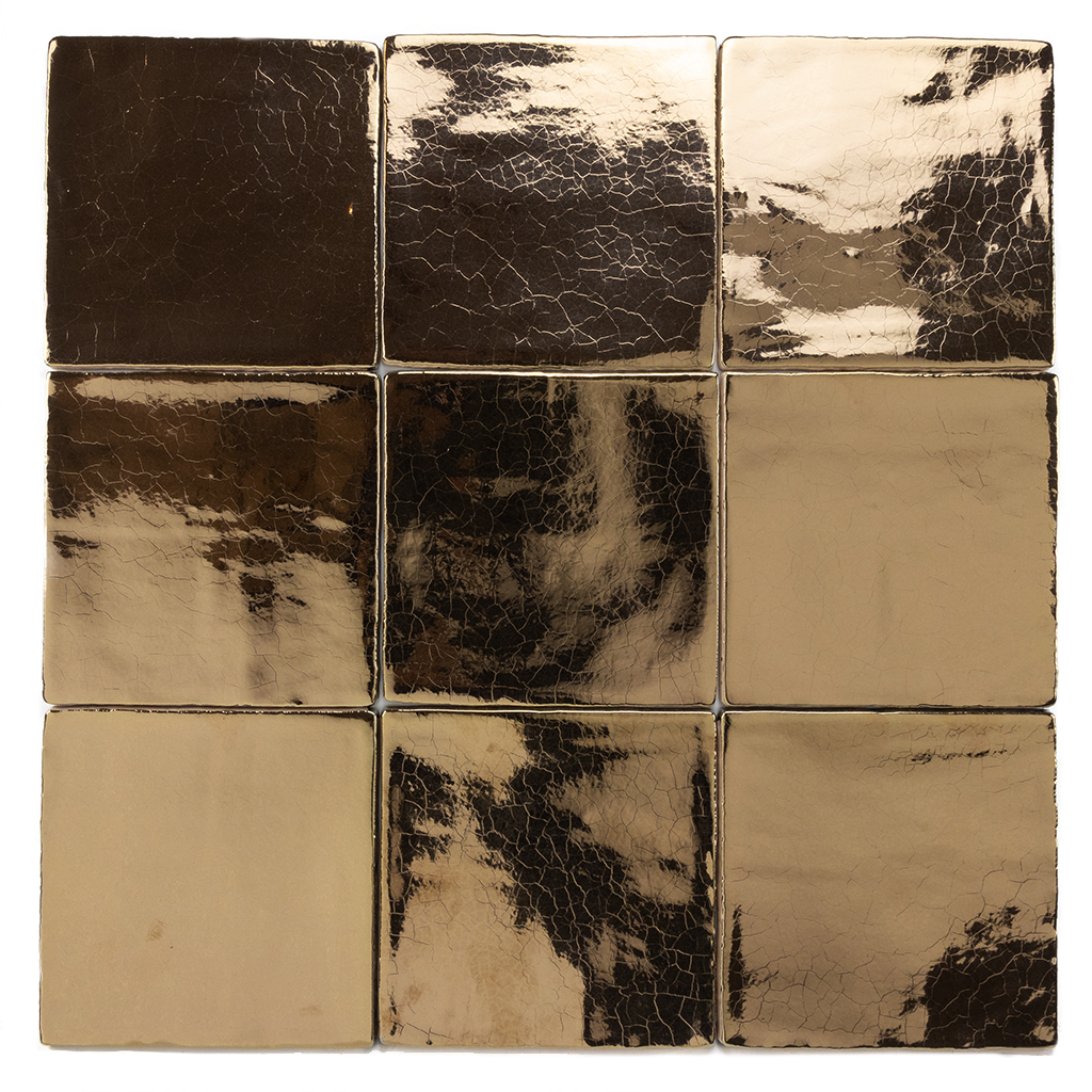 Rustic Handmade Wandtegel 13x13cm Vierkant Glossy Gold
