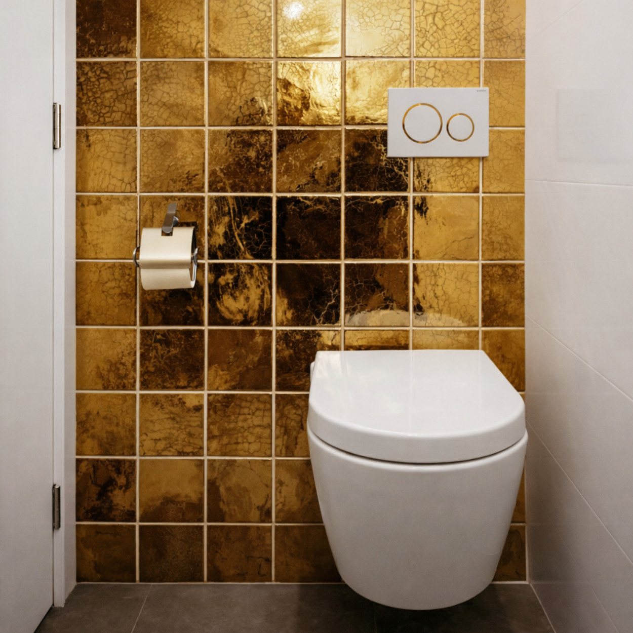 Rustic Handmade Wandtegel 13x13cm Vierkant Glossy Gold