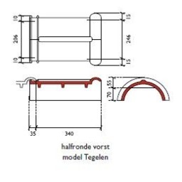 Monier Halfronde Vorst Zwart Glazura