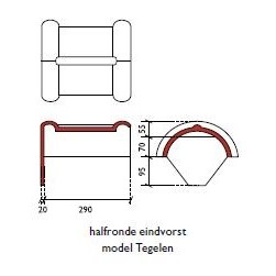 Monier Halfronde Eindvorst Zwart glazura