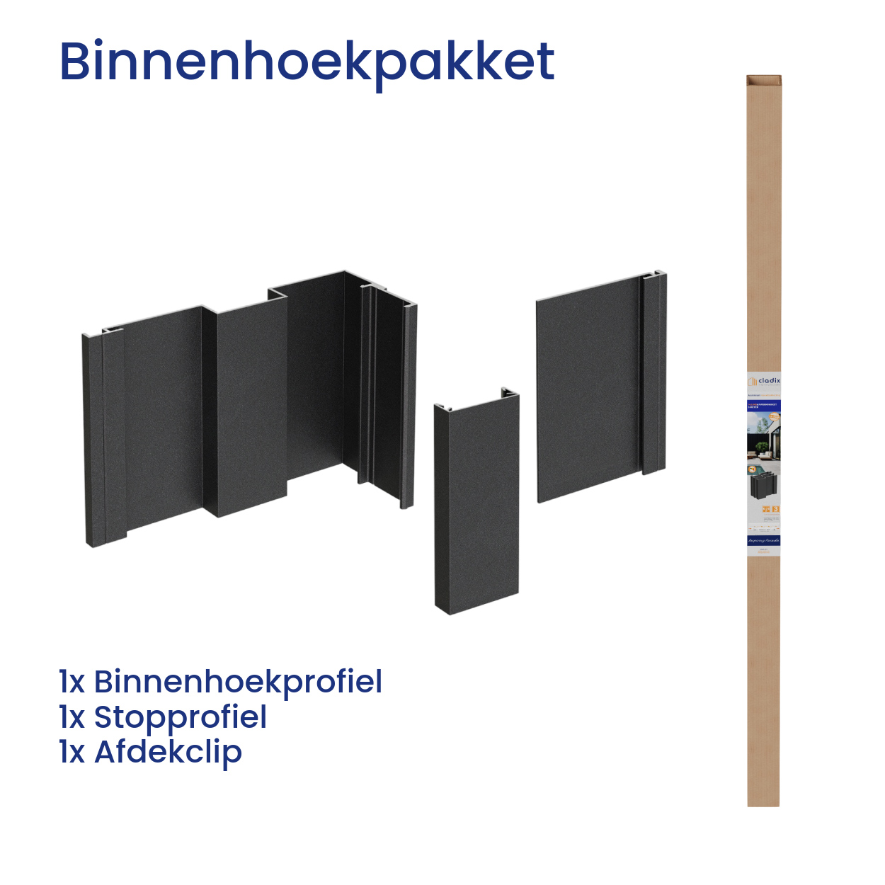 Cladix Aluminium Gevelbekleding Gitzwart – Binnenhoek Pakket