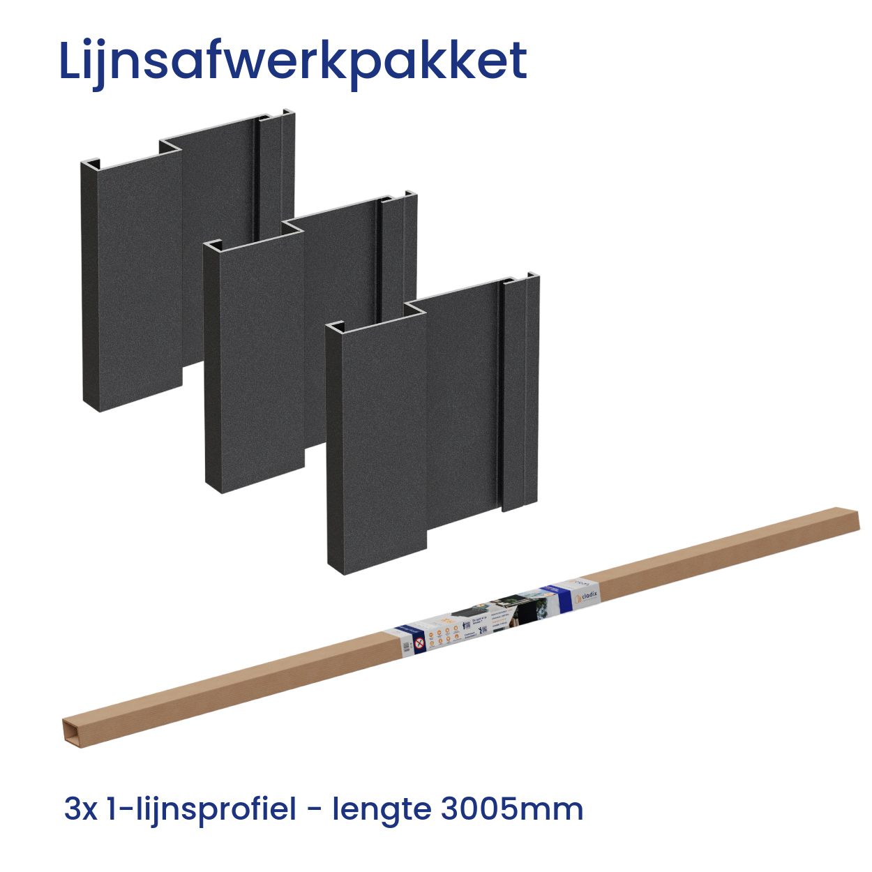Cladix Aluminium Gevelbekleding Gitzwart – Afwerkpakket 1-lijns – 305 cm