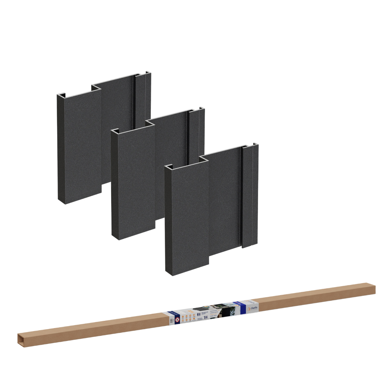 Cladix Aluminium Gevelbekleding Gitzwart – Afwerkpakket 1-lijns – 305 cm