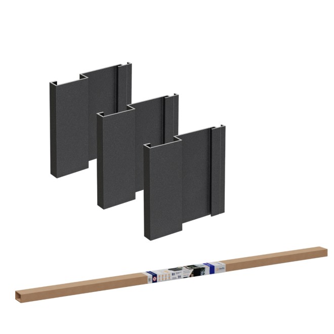 Cladix Aluminium Gevelbekleding Gitzwart – Afwerkpakket 1-lijns – 305 cm