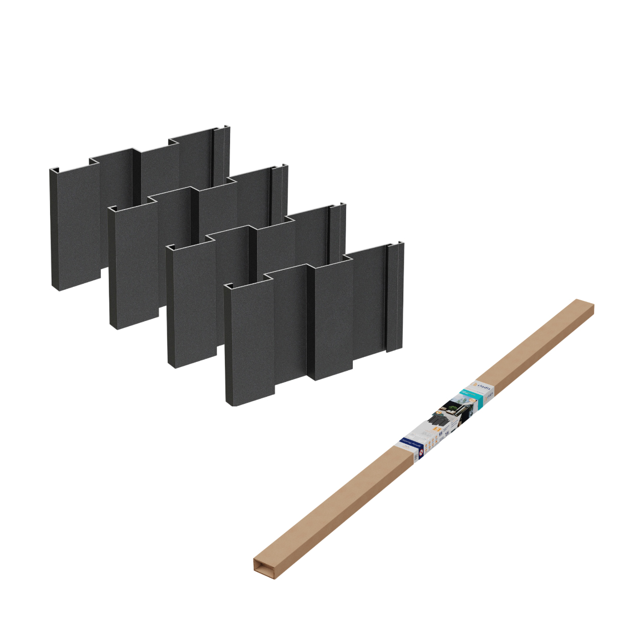Cladix Aluminium Gevelbekleding Gitzwart – Vulpakket 2-lijns – 255 cm
