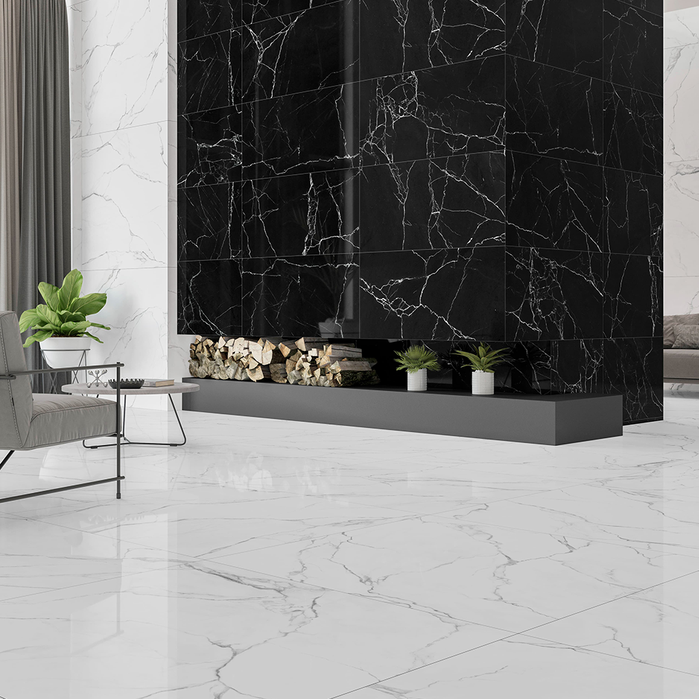 Ecoceramic Marmerlook Tegel Ultra Saigon Black 60x120cm - Glanzend ...