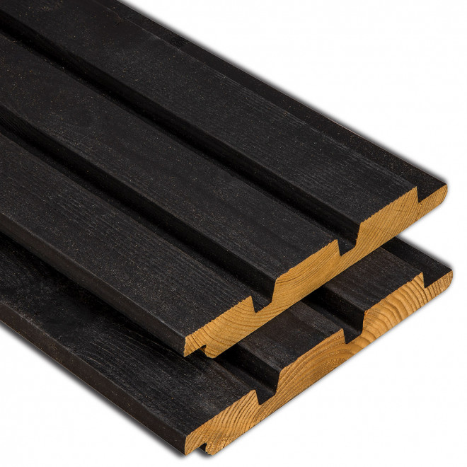 Modiwood FR-D Colour Triple Channel Gevelplank Zwart RAL9005