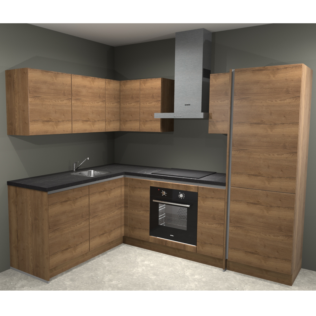 Hoekkeuken Compleet Rena Greeploos 250x190cm Rechts