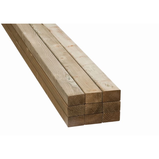 Vuren hout geïmpregneerd 75x75mm - Netto 70x70mm